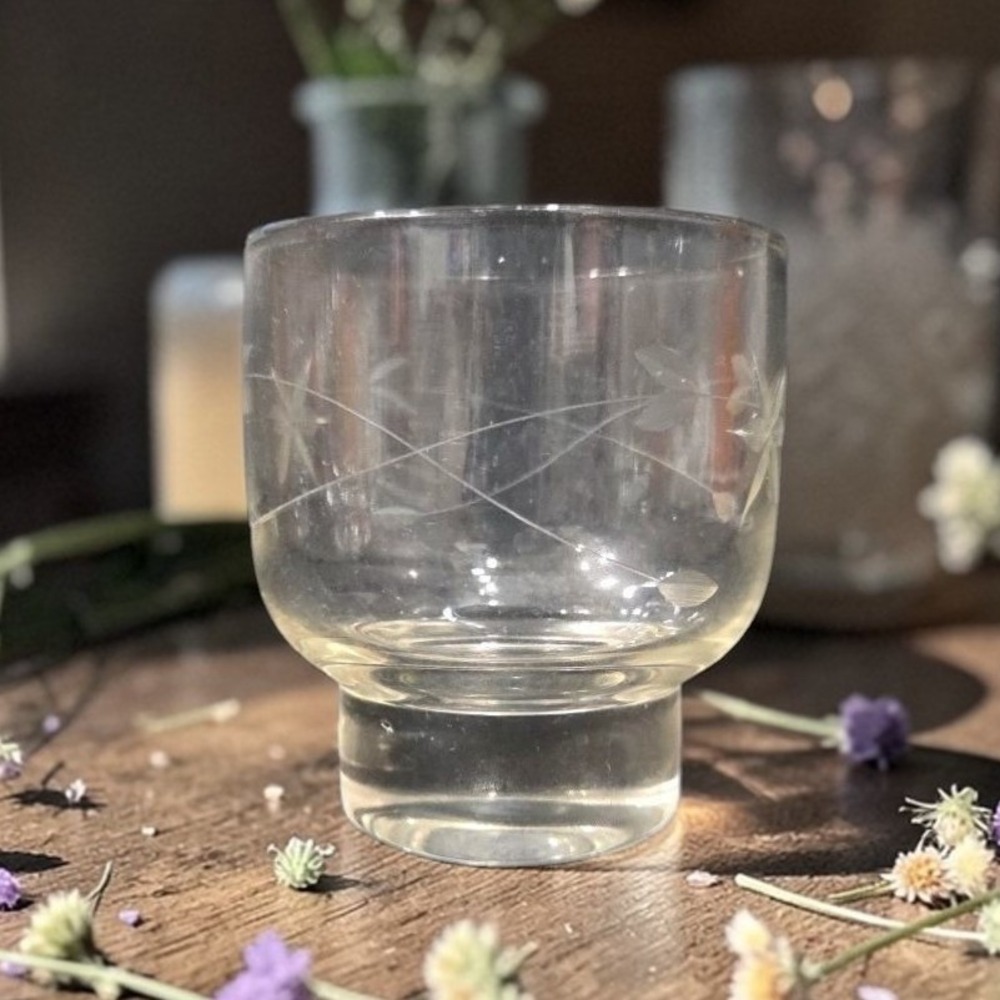 Javit "Starflower" Crystal Cocktail Glass, Vintage Floral Pattern,‎ Barware